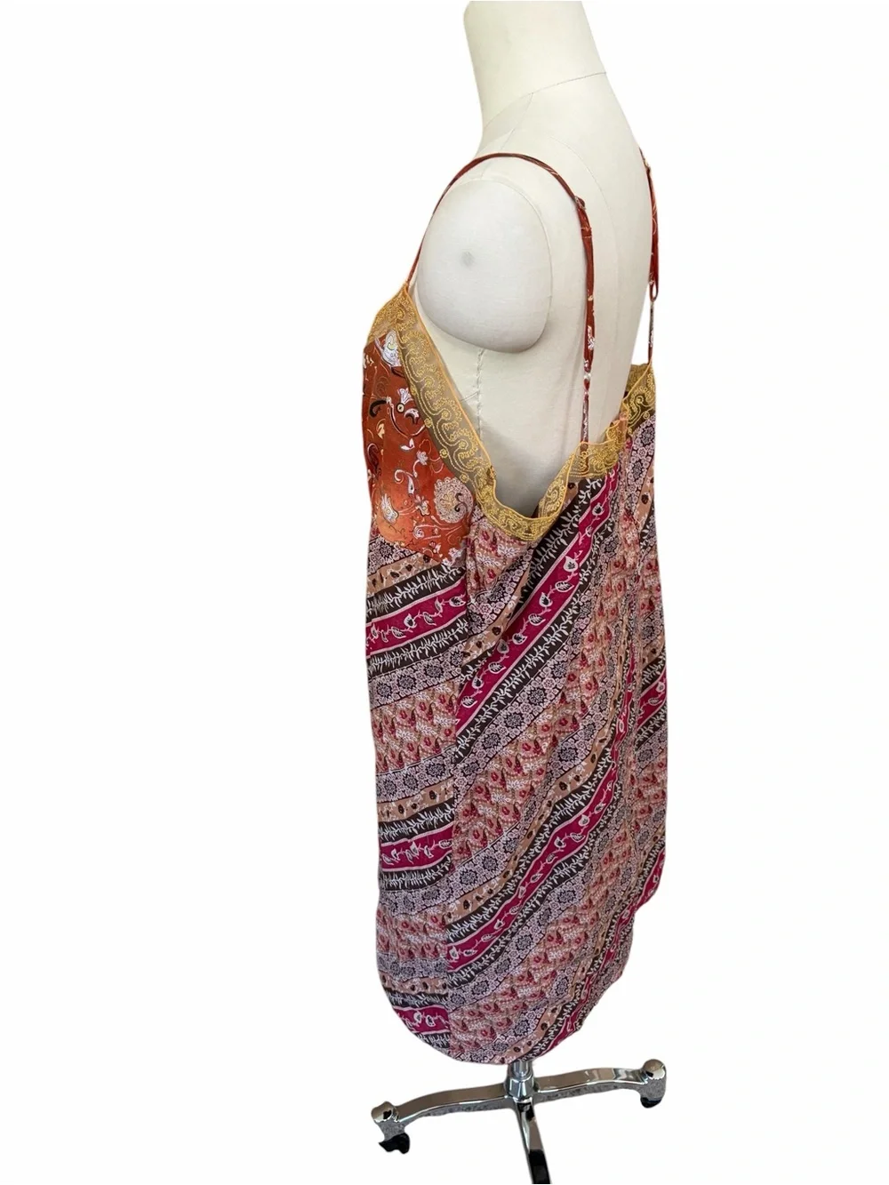 Xhilaration vintage Y2K‎  Bohemian Paisley Slip Dress in Rust & Gold